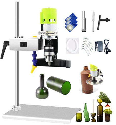 Taglia Vetro Elettrico, Velocità Regolabile 2000-6000 Giri/Min. Macchina Da Taglio Elettrica Per Bottiglie Di Vetro Fai Da Te Con 3 Lame Per Bottiglie Di Vetro O Ceramica Rotonde/Quadrate/Irregolari