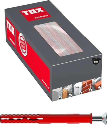 TOX Rahmendübel Fassad SK 10 x 100 mm + Schraube M, Dübel für sichere Befestigungen von Fassaden, Türen und Fenstern in fast allen Baustoffen, Durchsteckmontage, 50 Stück im Karton, 062101411