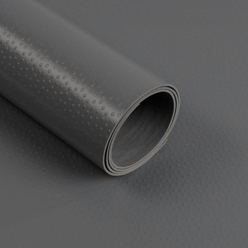 KARAT - Revêtement de Sol antidérapant en PVC - Parquet Ignifuge pour Zones d'entrée - Tapis en Vinyle de 2 mm d'épaisseur - Personnalisable et Ignifuge - Modèle Dots (Gris foncé, 120 x 150 cm)