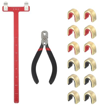 QUARKZMAN Bogenschießen Bögen Quadratische T-Form Lineal Werkzeug Nockpunkte Zangen Set 33x9mm Dreh Bogen Schnur Knock Kits Für Recurve Compound Bogensehnen Bogenschießen Zubehör (Rot)