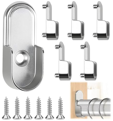 6PCS Accesorios de Almacenaje para Armario con Soportes Metálicos en Forma de J, Colgadores Resistentes para Barra de Ropa Abierta, Fijación Segura para Organización de Vestidor y Armarios Empotrados`
