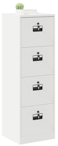 vidaXL Arkivkåp med låda Vit 45,5 x 42 x 139 cm Kallvalsat Stål, Modern kontor, industriell förvaring, rektangulär metallskåp, rymlig lådor för arbete, säker filhantering