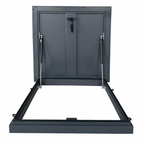 Tapa Arqueta Cuadrada, Trampilla de Techo, Varilla de Soporte Hidráulico, Trampilla de Acceso al Techo Comercial, Acero Galvanizado, Adecuada para Uso Doméstico e Industrial(60x60cm/24x24in)
