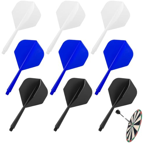 YIPFEN Set de 9 Piezas de alas de Dardos estabilizadas, Incluye Ejes de Dardos, Accesorios de Dardos, integradas, con alas fijas de una Sola Pieza, Ejes de plástico y combinación de Eje y ala (2BA)