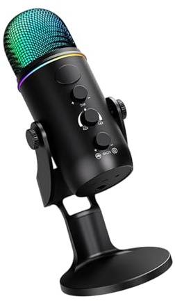 Studio Condenser USB Microphones with Professional Noise Reduction Volumes Control Easy Setups for Voice Condenser Mic