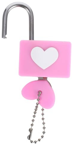 HOMSFOU Cadenas en Métal de Cœur avec Clé Cadenas D'amour Décoratif pour Pont Mignon Présent Anniversaire de Mariage Souvenir Romantique de Voyage Couleur Rose