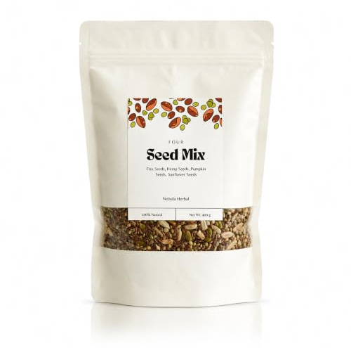 Premium roasted 4 Seed Mix 400g – Sunflower, Pumpkin, Flax & Hemp Seeds | High Fibre, Plant Protein & Omega 3 | Superfood Seed Blend for Smoothies, Salads & Breakfast | Vegan, Natural, No Additives