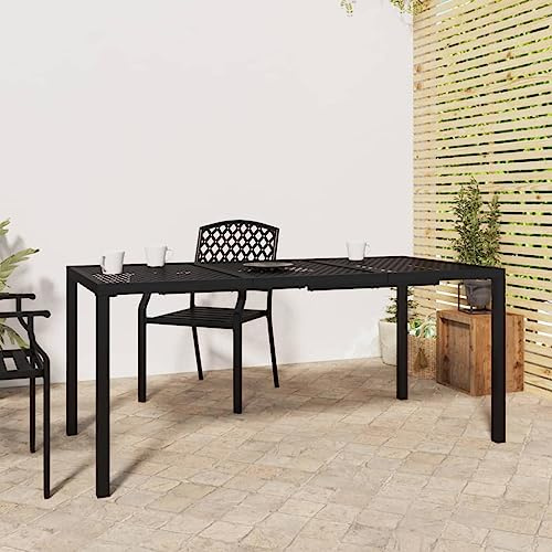 VIHHQGC Powder Coated Steel Garden Table with Sturdy Steel Frame and Contemporary Mesh Design for Outdoor Dining, 165x80x72 cm Anthracite, Sturdy Outdoor Table Contemporary Garden Dining