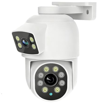 ZADCCS Telecamera IP, Telecamera PTZ a cupola a doppia lente POE IP 8MP Monitoraggio di sicurezza a 360° Microfono incorporato for uso domestico(8MP POE No Card)