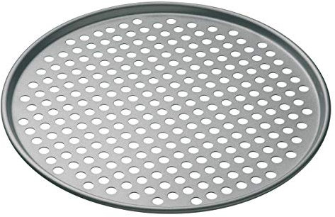 MasterClass Bandeja de Pizza Antiadherente para Horno Normal y Pizza, Perforada, Redonda 32cm, Con Funda