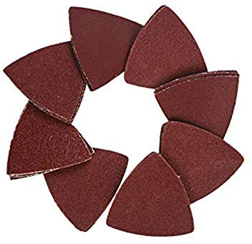 Oxoxo Papier abrasif triangulaire sans trou Tampons de ponceuse Feuilles de ponçage en oxyde d'aluminium assorties 60 80120180240 grains 9x9x9cm (paquet de 50)