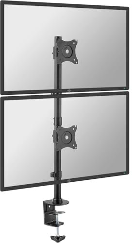 RICOO Vertical Dual Monitor Stand Mount Tilt Swivel TS8511 Bracket Universal LED Curved QLED QE LCD OLED SUHD UHD Adjustable Arm Mounting System 13 - 27 Inch VESA 75x75 100x100 Black