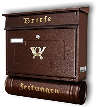 Großer Briefkästen XXL Zeitungsrolle Briefkasten Antik Kupfer 3R