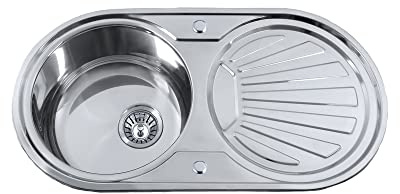 Edesa | Lavello sopra piano | Modello K2 SE 84 1C1E REVERSIBILE | Lavello da incasso | 1 secchio rotondo | Lavello da cucina con Ecurrier | Con foro per rubinetto | Larghezza 45 cm