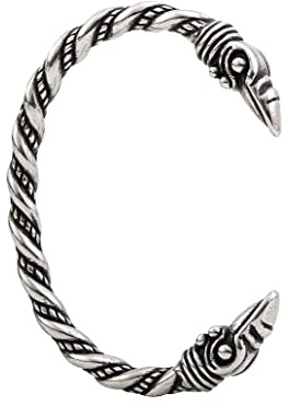 HAQUIL Silver Plated Stainless Steel Viking Arm Ring Huginn and Muninn Raven Head Cuff Bracelet for Men, Viking Jewelry Gift (AD)
