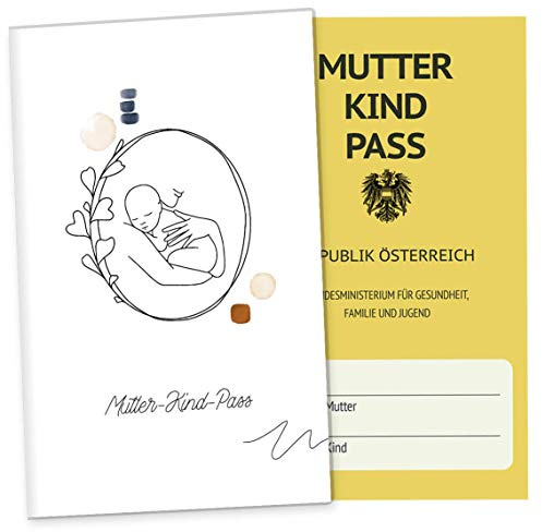 OLGS Mutter-Kind-Passhülle Österreich - Modern Lineart, Schutzhülle mit Ultraschallbildfach für MuKiPass, Design Grace, unpersonalisiert