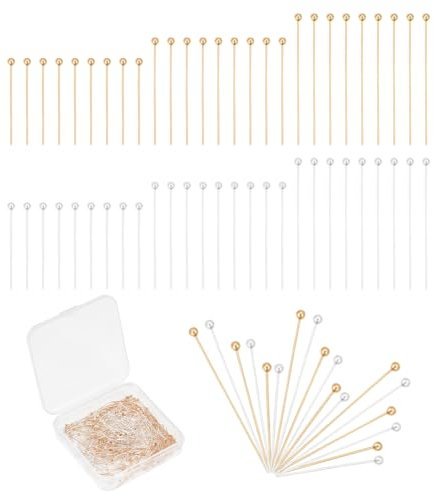 UNICRAFTALE Über 300pcs 20/25/30mm Kugelkopfstifte Goldene Kopfstifte 2mm Klein Metall Schmuckstifte Kettelstifte Schmuck Zubehör Kugelkopf Pins Silber Eye Pins Messing Für Schmuckherstellung