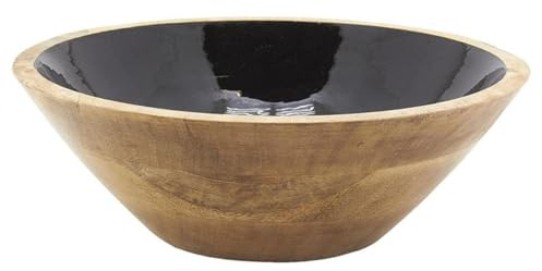AUBRY GASPARD - Corbeille en Manguier et Résine - Noir - Ø 30 cm - Hauteur 10 cm - Poids 1,25 kg - Idéale pour Ingrédients Secs ou Fruits - Élégante et Pratique pour Cuisine et Arts de la Table