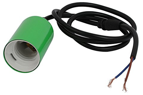 Ruilogod E27 Tornillo Bombilla Base Colgante Lámpara Soporte de luz Zócalo verde W Alivio de tensión