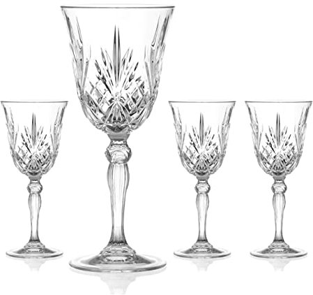 DIAMANTE Chatsworth Wine Glasses - Made from Premium Lead Free Crystal - Set of 4