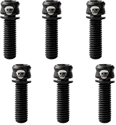 6pcs Titanium MTB Caliper Bolts M6, Mountain Bicycle Bike Disc Brake Clamp Bolt Fixed Screw with Gasket (Black,M6x19mm)