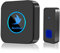 Nestling Wireless Doorbell, IP55 Waterproof Door Bells with 5 Level Volume 55 Chimes LED Flash, Cordless Plug in Battery Operated Chime Kit 1000ft Long Range Home School Office, ‎black