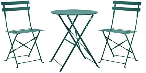 SVITA Berlin Bistro-Set Metall Sitzgruppe Balkon klappbar Tisch Stühle Dunkelgrün