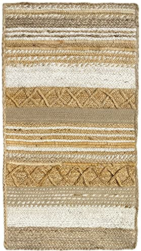 HAMID - Tapis de Jute Sofia 100% Fibre de Jute Naturelle, Moquette Douce et Résistance, Tissé à la Main - Salon, Chambre, (110x60cm)