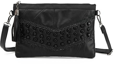 Syrads Borse a tracolla per donna Cinturino da polso Pochette da polso Borse da sera da viaggio con cinturino da polso,Nero A