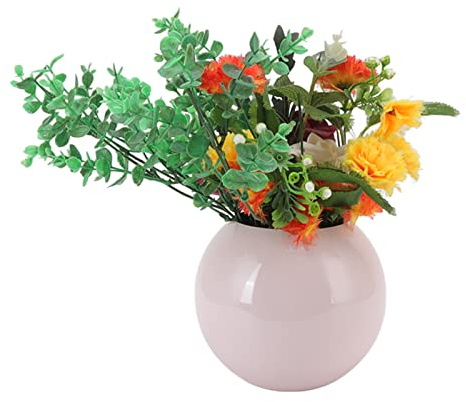 Tomotato Ball Vase, 14×12cm Nordischer Stil Modern Edelstahl Runde Blumenvase Kleine Vasen für Wohnzimmer Büro Tischdekoration Hochzeiten Ornament(Rosa)