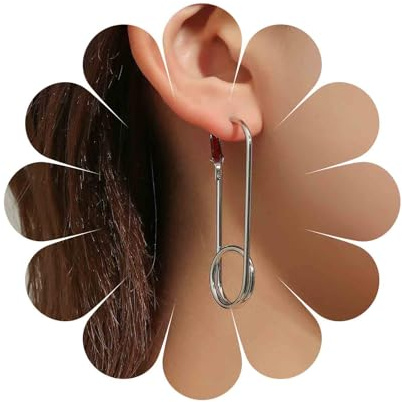 Inilbran Punk Sicherheitsnadel Ohrringe Silber Pin Drop Ohrringe Gothic Sicherheitsnadel Ohrstecker Ohrringe Vintage Büroklammer Knorpel Ohrringe Schmuck Für Frauen Und Mädchen Geschenke