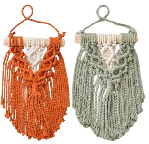 2-teiliges Weihnachtsbaum-Bastelset, Makramee-Wandbehang im Boho-Stil, Makramee-Weihnachtsschmuck, festliche Makramee-Ornamente für Erwachsene, Kinder, Zuhause
