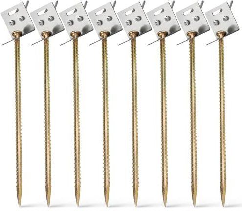 Erdanker, 40,6 cm, großer Bodennagelpfahl mit Halterungen, 8 Erdanker, Wohnmobil-Aufbewahrung, Schuppen-Anker, Set, Schaukel-Set, Anker für Metallschaukel, Spielset, Spanngurt