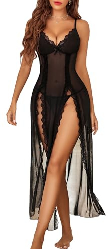 Avidlove Women Lace Lingerie Babydoll Sexy Chemise Exotic Nightgowns Bridal Nightdress(Black,S)
