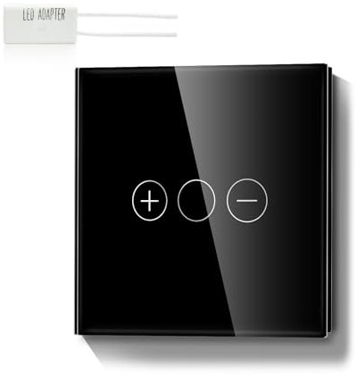 LIAONFOY Variateur tactile normal encastré - Interrupteur tactile en verre - Interrupteur LED - Interrupteur à bascule - 110-240 V - 86 mm - Noir