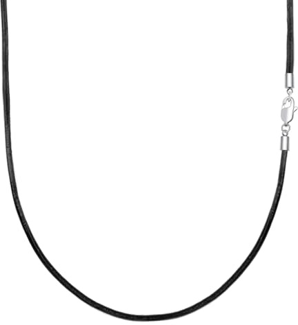 VANSZA Lederkette Echtes Leder Halskette Edelstahl Verschluss 1.5/2/3mm breit Damen Herren Kette für Anhänger charm 45-55cm wählbar DIY Lederschnur
