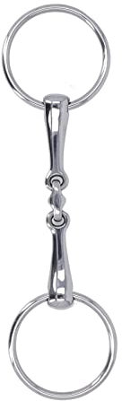 Qcwwy Pferdetrense, Flexible Pferdemaulrolle, Edelstahl-Pferdemaul, Anwendbar für 4,9-Zoll-Pferdemaul, Bequeme Pferderinge, Trensengebiss für Pferderennen-Zubehör