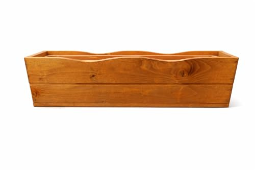 FKL DESIGN Home Deco Pflanzkasten Holz 64 cm – Blumenkasten Balkon & Terrasse, Wetterfester Pflanzkübel, Kräuterbeet Holz D8 Nuss