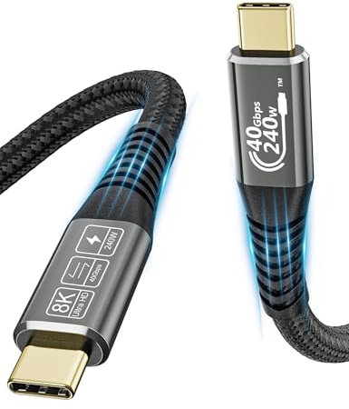 CAKOBLE USB C Kabel auf USB C 0.5m,USB4 Kabel mit Thunderbolt 4 Kabel, 40 Gbps Datenübertragung, 240W 48V/5A Schnellladekabel,8K @ 60Hz Videokabel für MacBook, Docking Station, SSD