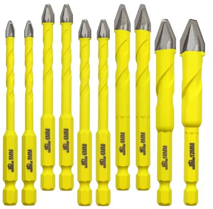 Schräger Kopf Exzenterbohrer 5/6/8/10/12MM Sätze von DARTOTEK Spiralbohrer Holz/Kunststoff/Glas/Beton Ziegel Multi-Material-Bohrer mit Bit-Aufbewahrungskoffer, 10 Stück