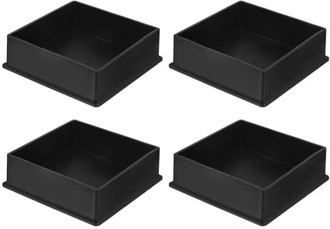 QUARKZMAN Tappi Quadrati per Gambe Sedie PVC 100mm x 100mm OD 4pz | Coperture per Piedi di Mobili Neri Pads per Piedi Tavolo Protezioni per Pavimenti Tavolo Giardino Armadio Letto Mobili
