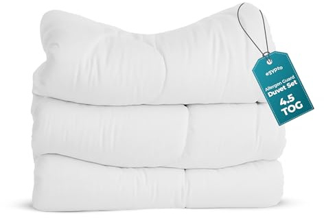 EGYPTO Luxurious Hollowfibre 4.5 Tog Duvet Double – Cool Summer Duvet with Corvin Cover – Super Soft & Breathable Anti-Allergy Quilt Easy Care (4.5 Tog, Double)