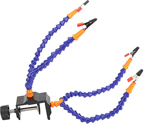 Flexibler 4-Arm-Löthalter, Blau, Ultrakompaktes Design, Y-förmiges Flexibles Rohr, um 360° Drehbare Untere Klemme, die Reparatur und Befestigung von Leiterplatten,