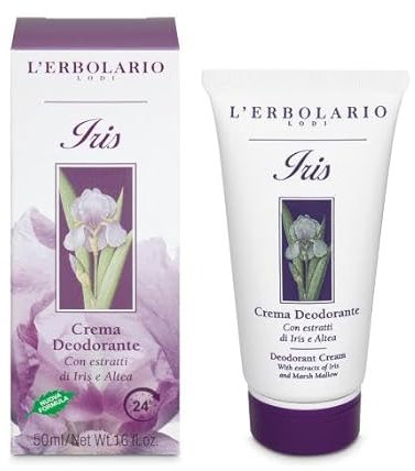 L'Erbolario Crema Deodorante Iris - Deodorante Crema con Fragranza Fiorita e Cipriata - Senza Parabeni e Petrolati - per Lui e per Lei - Made in Italy - 1 Confezione da 50ml