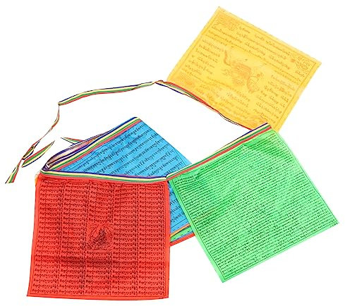 COLLBATH 2rollen Buddhistische Gebetsfahnen Bunte Hängende Fahnen Für Meditation Und Pilgerreisen Zubehör Für Buddhismus Und Spirituelle Orte