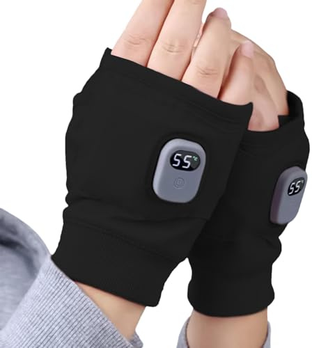ETUCYNG Guantes de Trabajo con calefacción, Guantes de equitación con calefacción, Guantes de Medio Dedo, Guantes eléctricos para Mujer, Guantes calefactables Recargables sin Dedos, Guantes