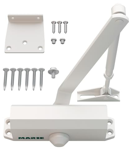 MARIE Türschließer Automatischer - Residential & Kommerziell Haustür - Obentürschließer Hydraulischer für Innentür & Außentür 25-65 kg - EN1634/EN1154 (Onhe Feststellfunktion, Weiß)