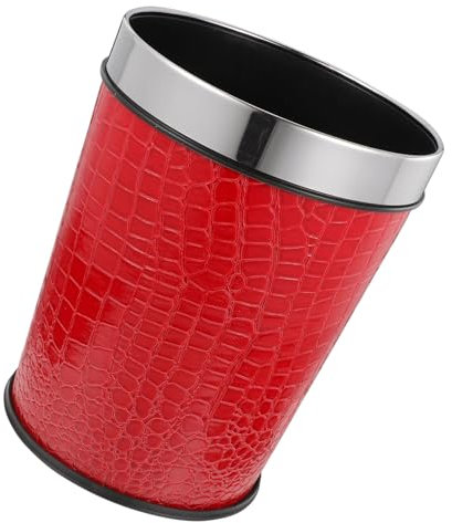Cabilock Poubelle Rétro sans Couvercle 5l Rouge Effet Crocodile Plastique Robuste Poubelle Salle de Bain Bureau Chambre Petite Multifonctionnelle Compacte