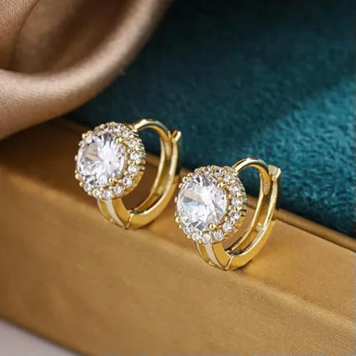 Damen-Ohrringe, 925er Silber, mit Zirkonia, für Hochzeit, Geschenk, EIN Paar, Gold
