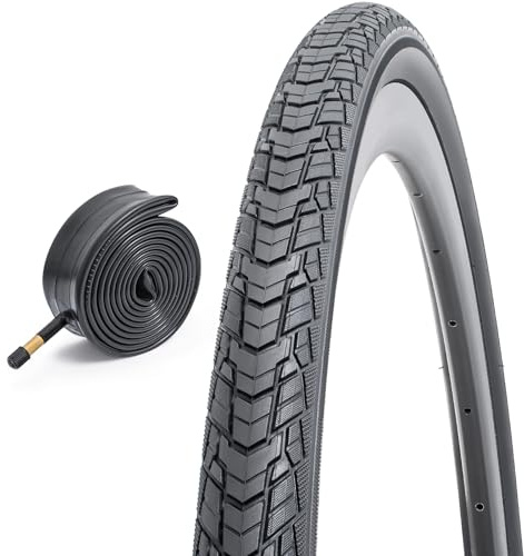 FengCan 700x35C Fahrradreifen 37-622 Reifen Hochwertig & Faltbar und Fahrradschlauch 700x35/43C Schrader Ventil 48mm, passend für 700 x 35C 28x1.40 City, Road Fahrrad Reifen Ersatzrad (Eine)